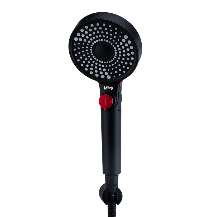 MILA Flowflex Hand Shower - MBHB0206BK, Hand Shower With Double Sided Water Outlet, Multi Function, PP cotton filter, Matt Black Finish, 3 Function Filter